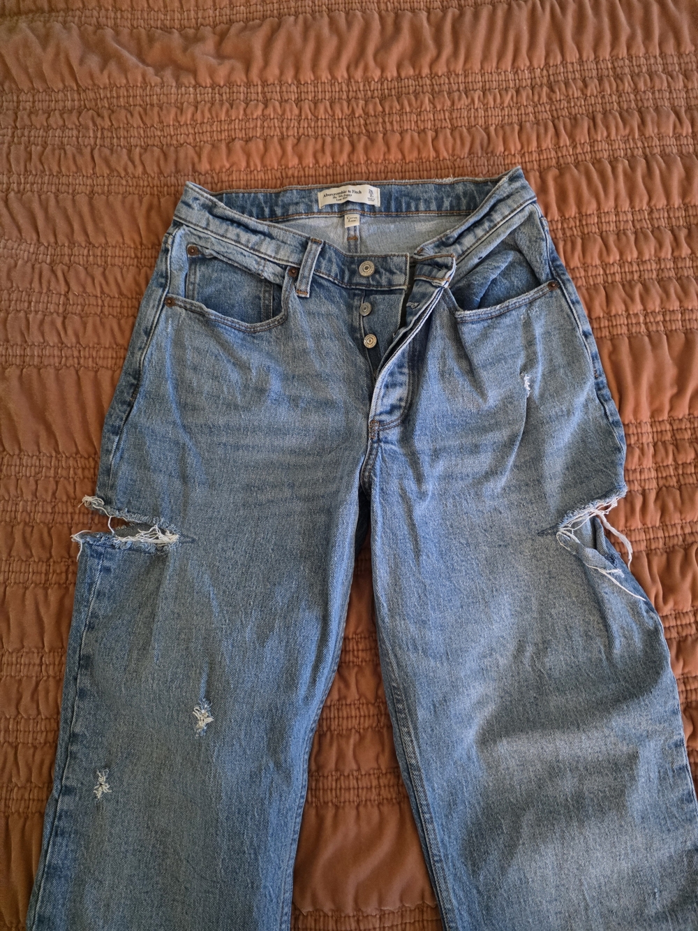 Abercrombie & Fitch Light Blue Distressed Boyfriend Jeans